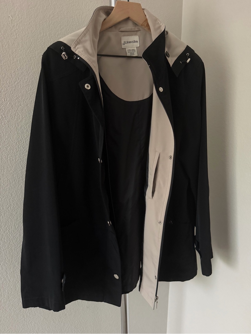St. John's Bay Black and Beige Trench Coat